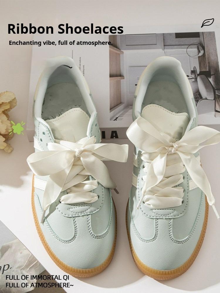Fashion Shoes Cswo01 Men's White 2 Pair Satin Silk Ribbon Shoelaces For Sneaker Flat Shoe Laces Canvas Shoelace 2Cm Width 80Cm/100Cm/120Cm/140Cm Length 100Cm