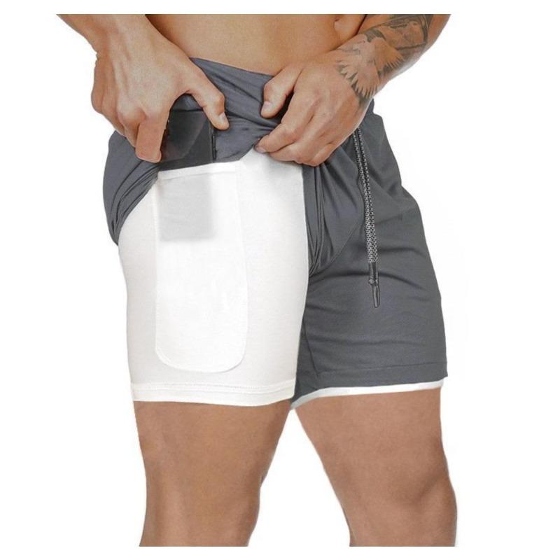 Leisure Beach Shorts with Double-layer Mesh Design for Running Sports and Fitness Men's Shorts