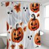 Halloween Shower Curtain - Spooky Ghosts & Pumpkins Print, High Quality Machine Washable Polyester Fabric