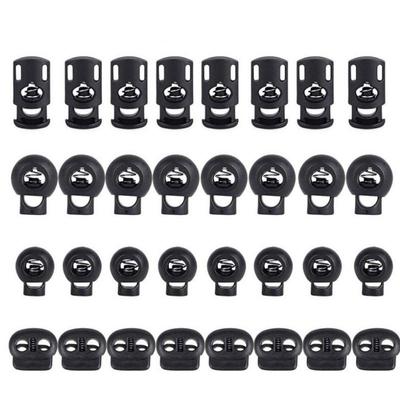 48 יחידות פלסטיק נעילת שרוך סטופר קליפס טוגל קפיצי מלחציים לפארקורד שרוך חבל שרוך נעלים בגדים שחור חור בודד