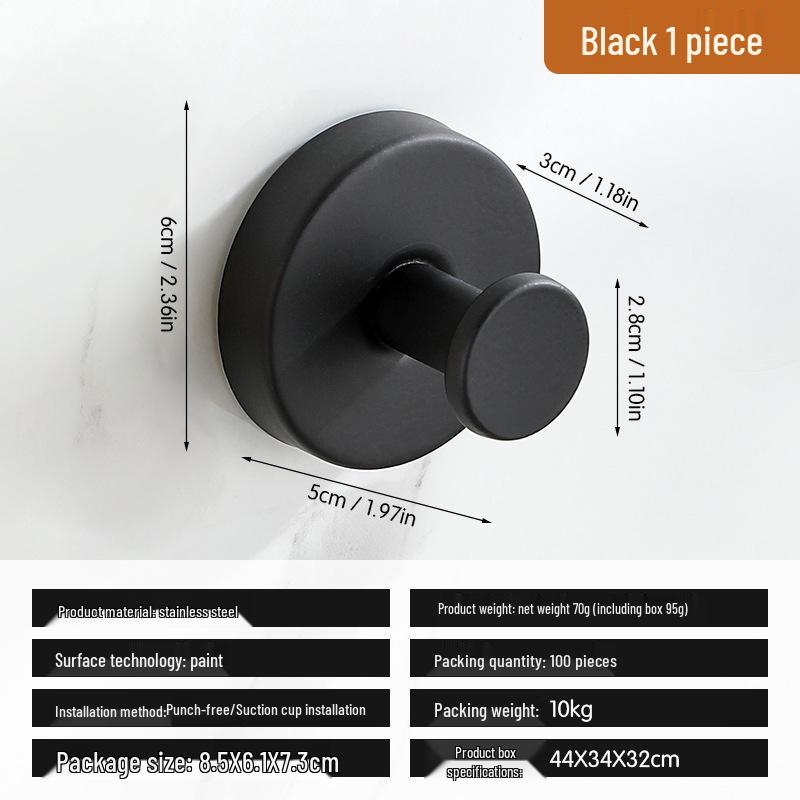 Traceless Stainless Steel Vacuum Suction Cup Hook for Kitchen & Bathroom