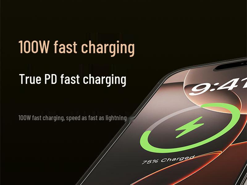 100W Transparent Fast Charging Dual Type-C Cable with Digital Display for Huawei & Apple Laptops