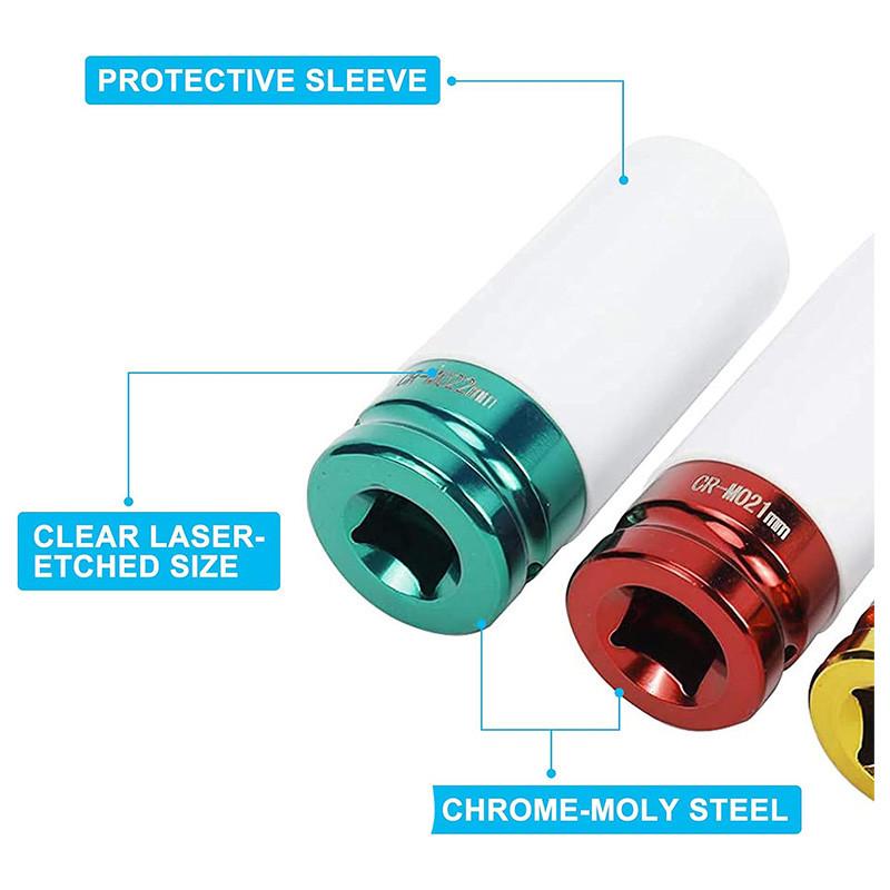 3/5set Drive Wheel Protector Impact Socket Impact Sleeve Set Durable Plastic Sleeves 15mm/17mm/19mm/21mm/22mm