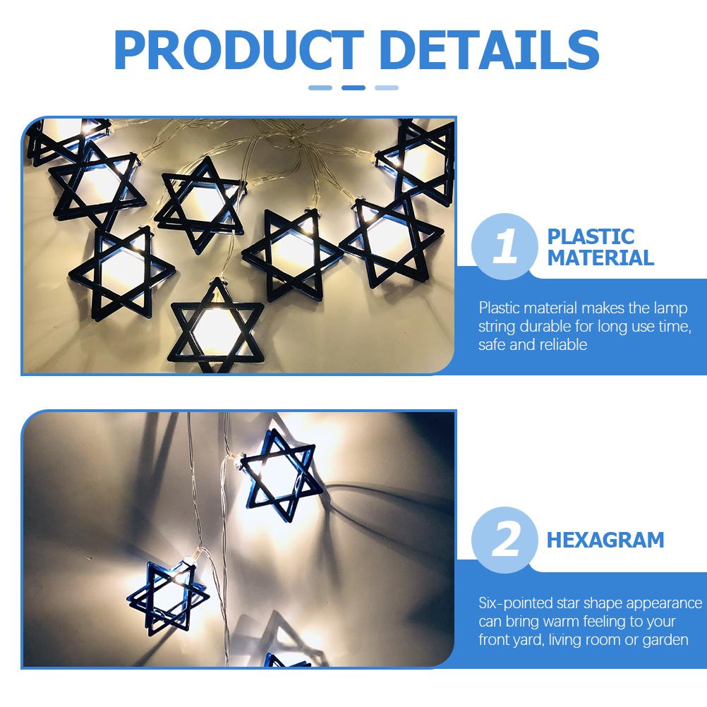 Pcs Six Pointed Star String Light Hanukkah Decorations Party Supplies Je Festive Garland Warm Lighting Outdoor Indoor