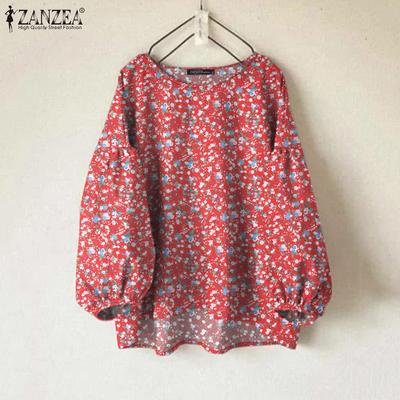 Women Loose Casual Nine Quarter Sleeve Floral Print Blouse