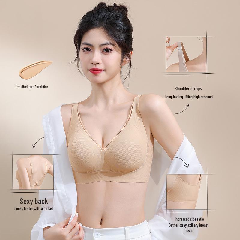 Seamless Pull-On Women's Underwear: Anti-Sagging, Side Support for Underarm Fat, Breathable, Comfortable, Adjustable, Jelly Soft Support Bra.