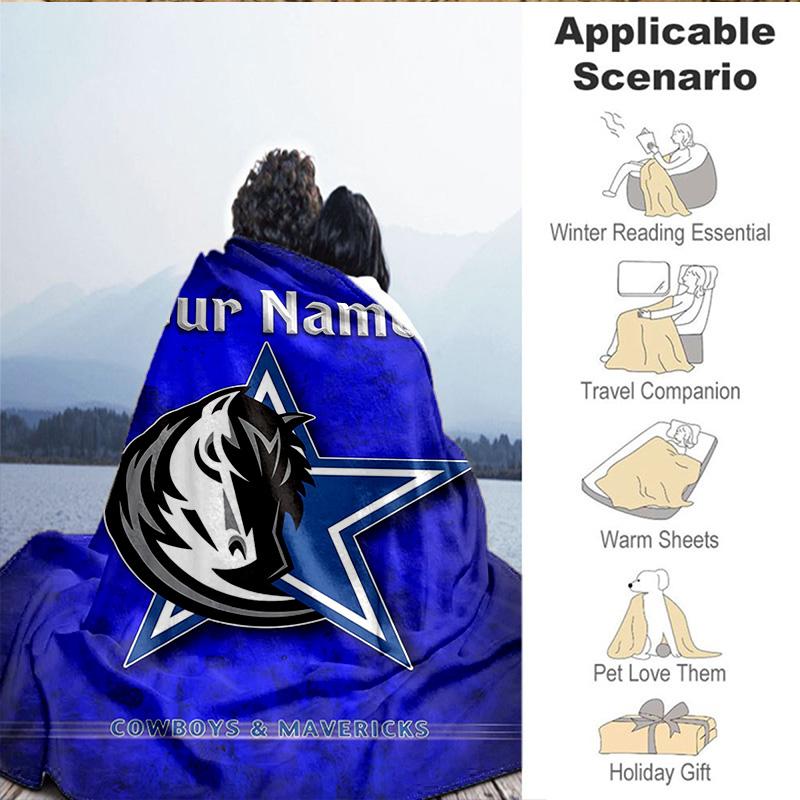 Custom Name Blanket MAVERICKS BASKETBALL TEAM Blanket Bedding Blanket for Travel, Camping, Living Rooms, Offices, Sofas, Fan Christmas Gift