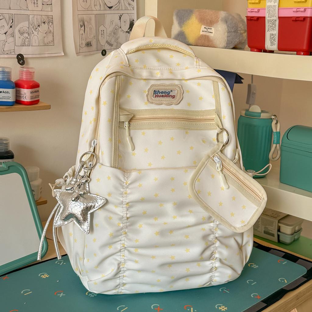 Schoolbag New Star Backpack, Stylish Korean Large-capacity Backpack, Student Commuter Backpack, Pain Bag