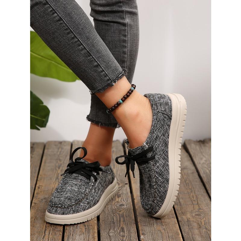 Lace-up Sneakers Women's Fall 2025 New Plus-size Platform Comfortable Canvas Shoes