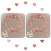 New Peach Powder Glass Beaded Bracelet, Fresh and Sweet Temperament White Bow Bracelet for Girlfriends and Girlfriends