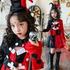 Halloween Kids Costume Girls Circus Clown Harley Quinn Dress Set With Headband Jacket Skirt