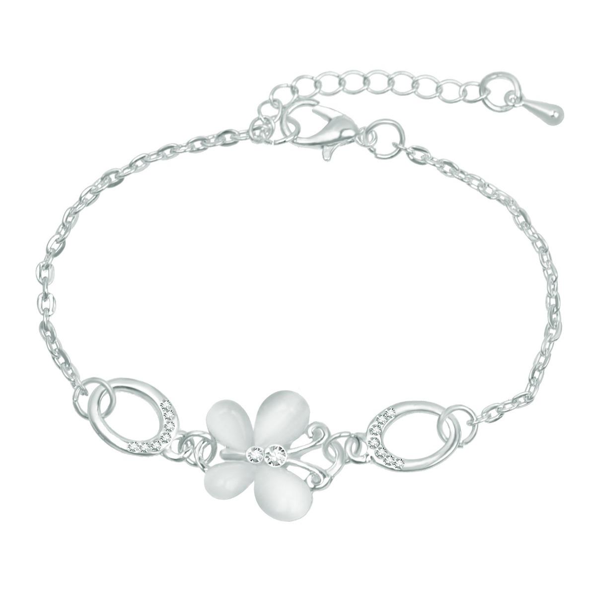 

Браслет с цветком и бабочкой. Простой женский браслет с небольшим ароматом. Ювелирные изделия. серебряный