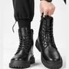 Men's Boots Outdoor Waterproof Leather Boot Classic Black High Top Boot Plush Warm Winter Boots Fashion Motorcycle Boots for Men