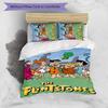 Flintstones 3pcs Bedding Set Duvet Cover Closure Includes 1 Duvet Cover & 2 Pillowcases for All Seasons Bedroom Home Dorm Decor