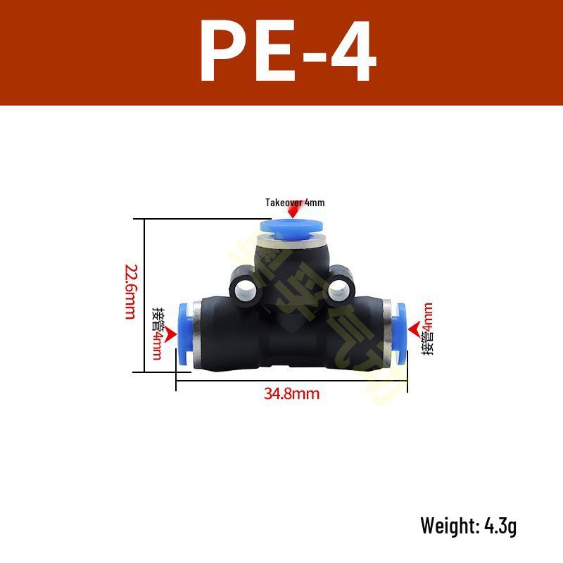 Pneumatická T-redukce rychlospojka pro PE trubky (4-14 mm)