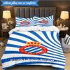 Real Sociedad Crest Design 3pcs Bedding,Including 1pc Duvet Cover And 2pcs Pillowcases Perfect for Christmas,Ideal for Bedroom, Dormitory