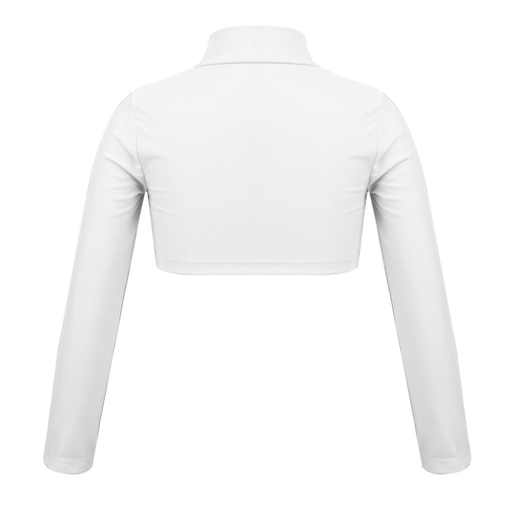 Barn Flickor Enfärgad långärmad Crop Top för dansscen Performance Workout