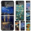 Van Gogh Oil Art Painting Hard PC Phone Case For Samsung Galaxy Z Flip 6 5 4 3 Black Cover ZFlip6 Flip5 Flip4 5G Foldable Print