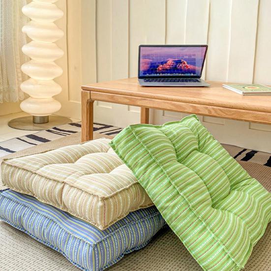 18" X 18" Seat Cushion Thickened Square Office Chair Pad Striped Soft Padded Hip Cushion Modern Floor Sitting Pad for Home Living Room Bedroom