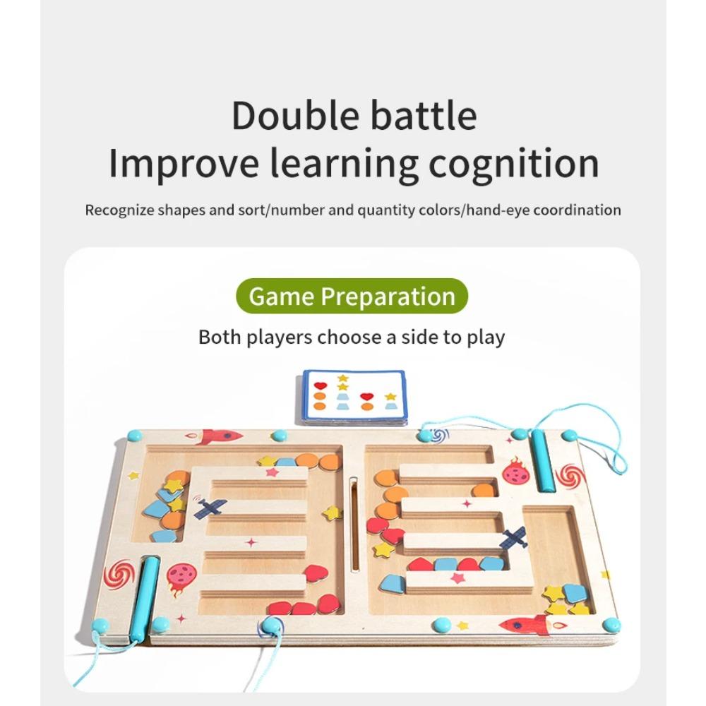 Wooden Color Shape Magnetic Maze Magnetic Sorting Travel Board Montessori Puzzle Toy Educational Learning for Age 3+ Fine Motor