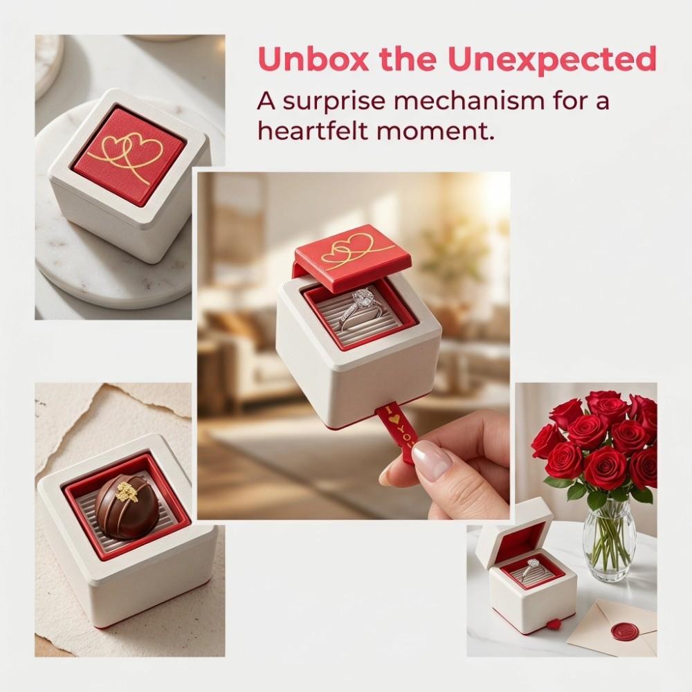 Rotating Pull Out Jewelry Box 3D Printed Couple Surprise Declaration Gift Christmas Gift
