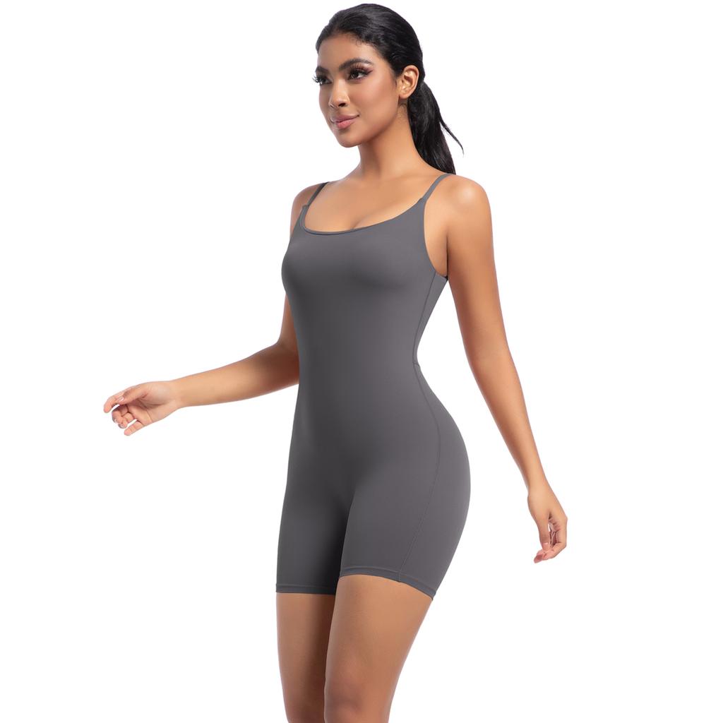 Auroth Backless Sports Jumpsuit Women Seamless One Piece Yoga Romper Workout Shorts Running Fitness Bodysuit