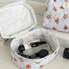 Cross-border Blue Striped Bear Cosmetic Bag Cartoon Girl Heart Going Out Portable Large Capacity Quilted Wash Storage Bag