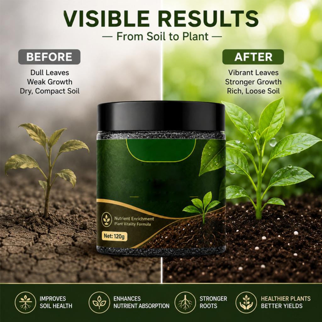 Ammendante per Terriccio per Piante 120g Formula di Arricchimento Nutrizionale per Piante da Interno ed Esterno Vitalità del Terreno e Supporto alla Crescita
