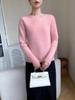 2025 Autumn/Winter Women's Elegant Cashmere Knit Top, Long Sleeve, Loose Fit, Solid Color, Round Neck Sweater