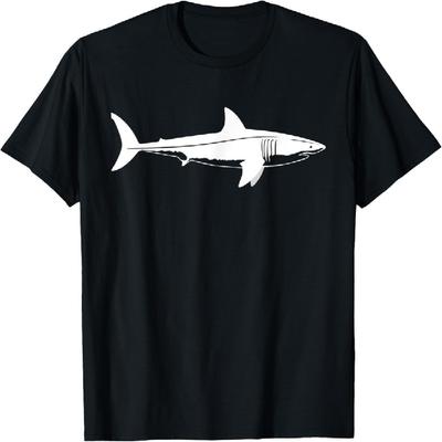 T-Shirt με Σιλουέτα Μεγάλου Λευκού Καρχαρία Απλό Σχέδιο Καρχαρία