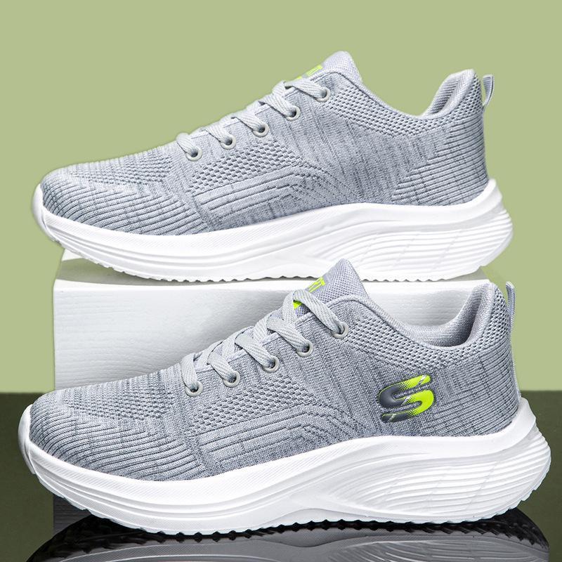 Lightweight fly-woven sports shoes autumn versatile breathable casual shoes flat heel old walking shoes men