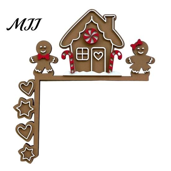 Decorazione Murale Natalizia da Interno, Segno Angolare in Legno per Porta di Natale, Ornamento Festivo a L da Appendere, Regalo per Festa in Casa, Babbo Natale Renna Pan di Zenzero
