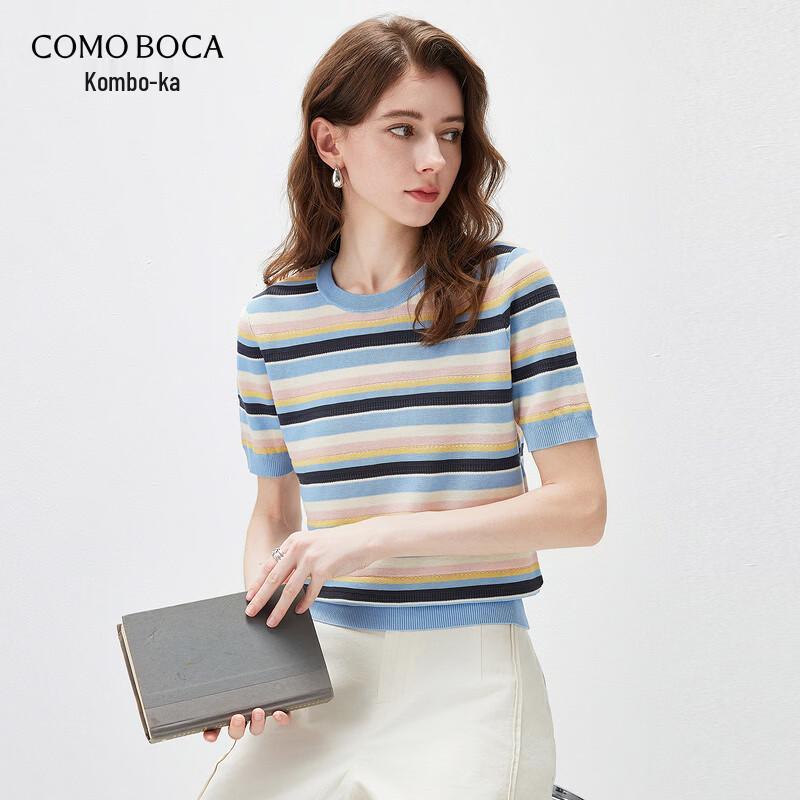 Women s Striped Short-Sleeve Knit T-Shirt L