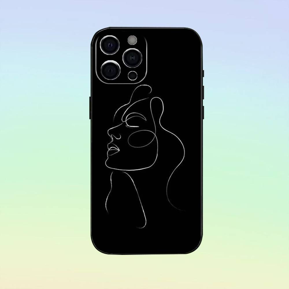 Sexy Line Minimalist Line Drawing Phone Case Silicone Soft For IPhone 17 16 15 14 13 12 11 Black Soft Silicone Case