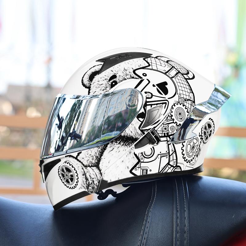 ORZ-991-Unisex Flip Up Motorcycle Helmet, Tough ABS Shell Dual Sun Visor, DOT Standard Impact Resistant Touring Helmet