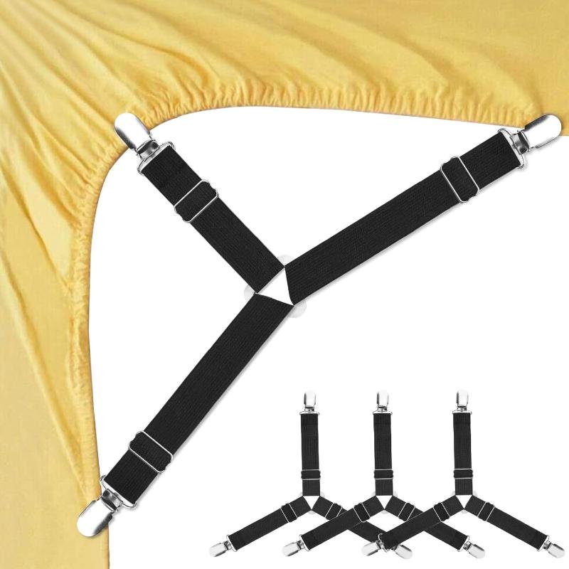 Bed Sheet Holder Adjustable Elastic 12 Clips Fixed Holder Mattress Clip Fasteners Cover Blankets Grippers Fixing Non-Slip Strap