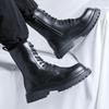 Modische High-Top-Schuhe für Herren mit dicken Sohlen, vielseitiger schwarzer minimalistischer Stil, trendige Party-Motorradstiefel für den Alltag in Jugendqualität