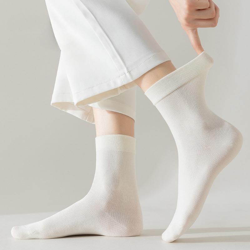 Solid Color Boneless Pile Stockings, Spring and Summer Loose Maternity Socks, Mid-calf Socks, Summer Breathable and Sweat-absorbing Cotton Socks