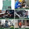 46-teiliges Werkzeugmaschinen-Steckschlüsselset, 1/2 Zoll, 1/4 Zoll, 3/8 Zoll Antrieb, universelles Ratschenschlüsselset mit 72-Zahn-Ratsche, geeignet für den Automobilbereich.