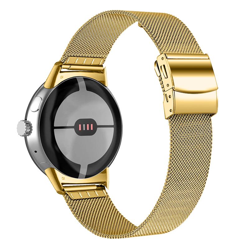 

For Google Pixel Watch 3 41mm/Watch 2/Pixel Watch Stainless Steel Milanese Strap Replacement Wrist Band with Closure Buckle Gold