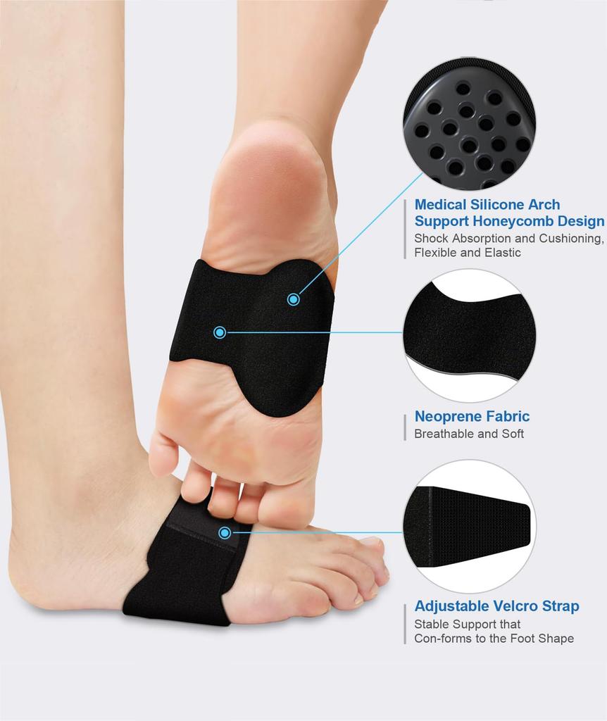 2Pcs Arch Support for Flat Feet, Plantar Fasciitis Relief Products for Fallen, Adjustable Flat Foot Correction Insoles Arches Achy Feet Problems