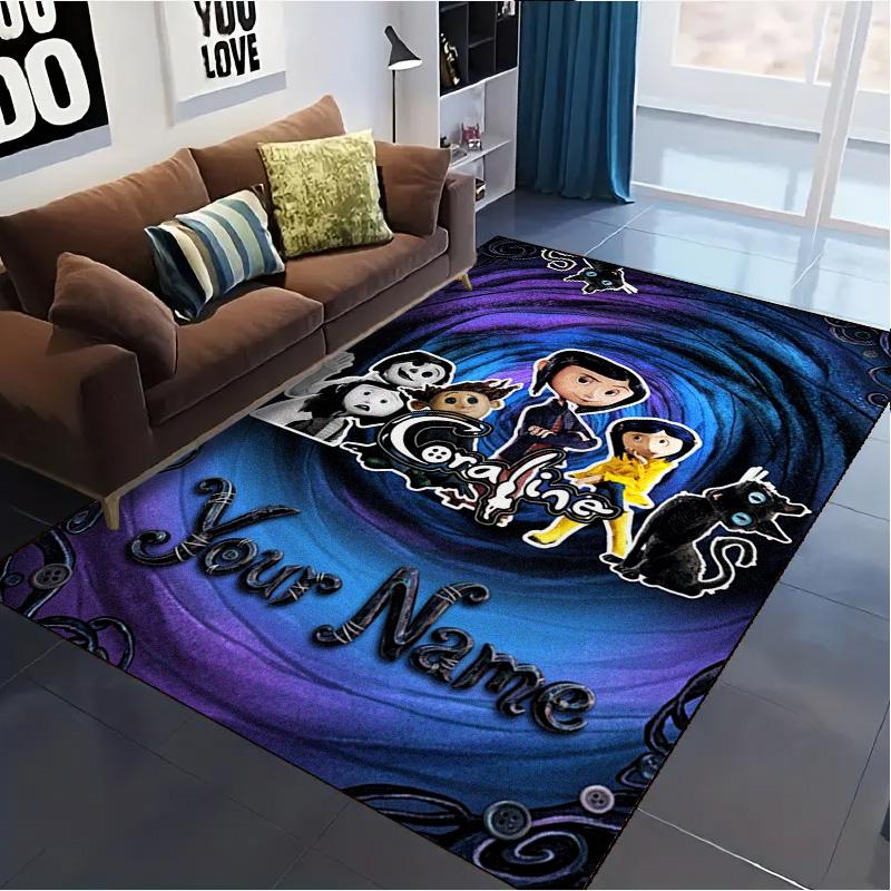 Name Custom Cartoon Coraline Carpet Rug for Living Room Bedroom Home Sofa Decoration,Kids play Non-slip Floor Mat