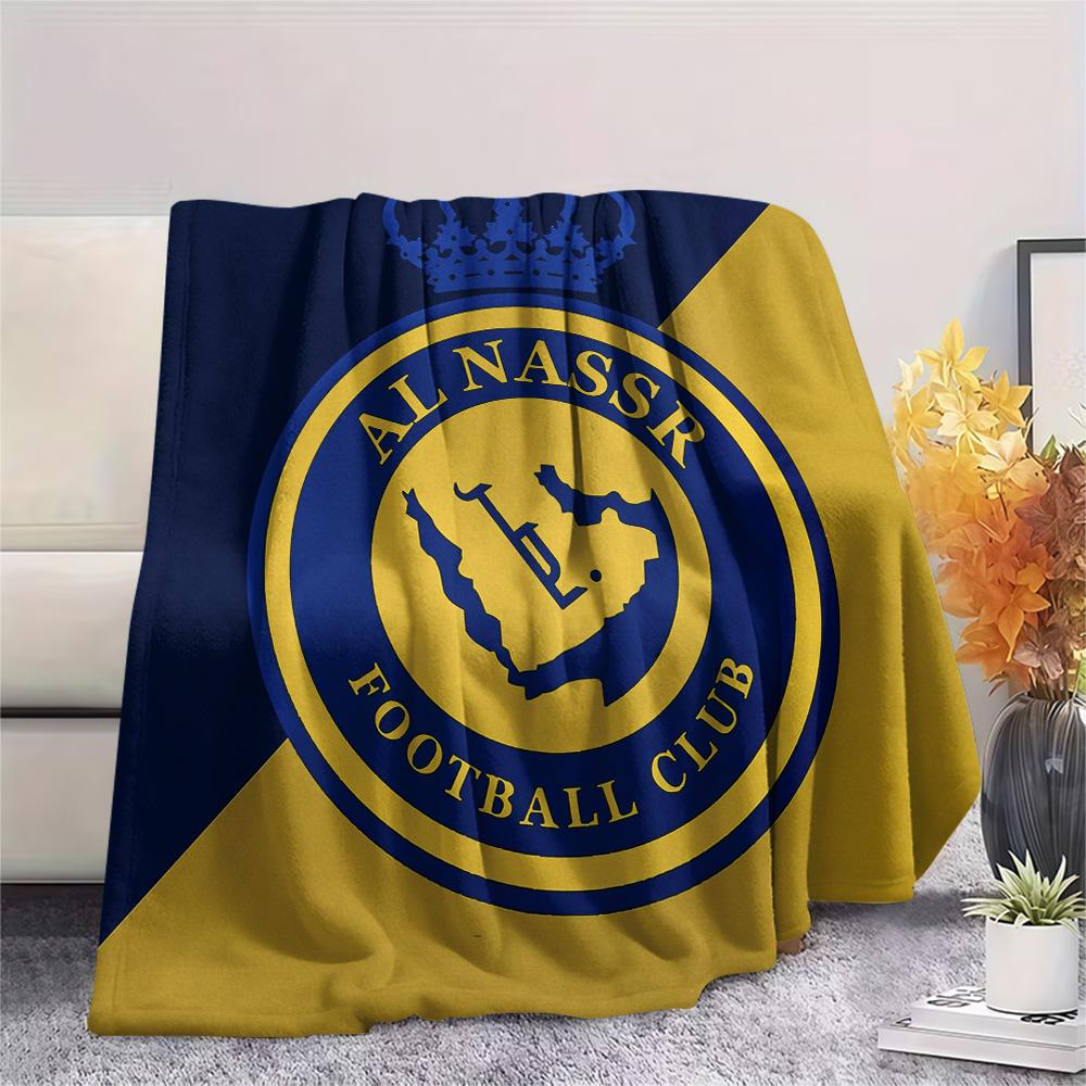 Koc flanelowy z nadrukiem Al Nassr FC, Wysokiej jakości, Wygodny na wszystkie pory roku, Wystrój domu, Ciepło i komfort