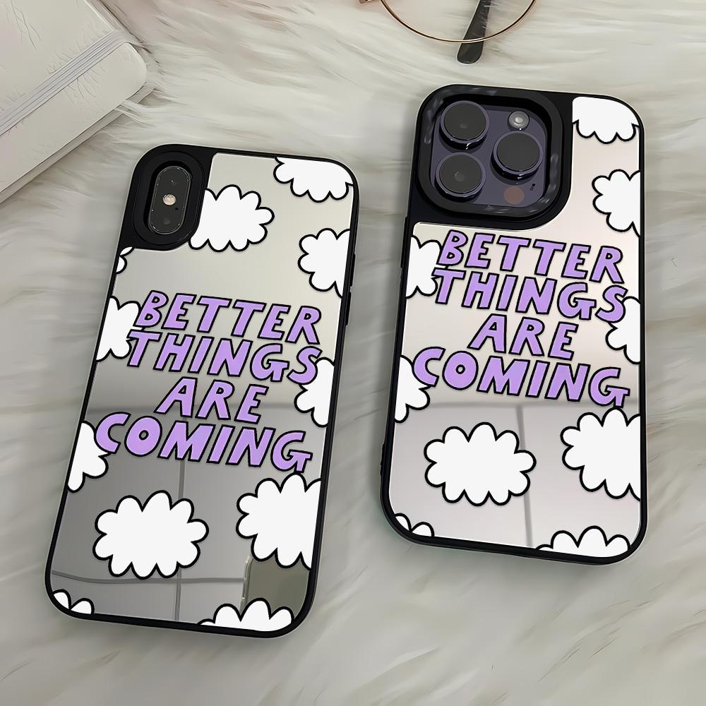 Mirror Phone Case for iPhone 15 11 13 14 for 15 16 Pro Max 12 13 16 Pro Cloud Flower and Animal Cute Style Phone Case