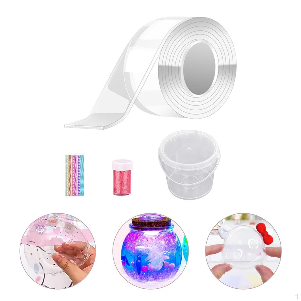 Bubble Balloons Blowing Double Sided Tape Strong with Straws Sticky Sensory Toy Clear Color for