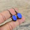 Carved Blue Onyx Earring Electroformed Copper Earrings Handmade Jewelry Genuine Gemstone Earring Electroformed Copper Jewelry Gift For Women