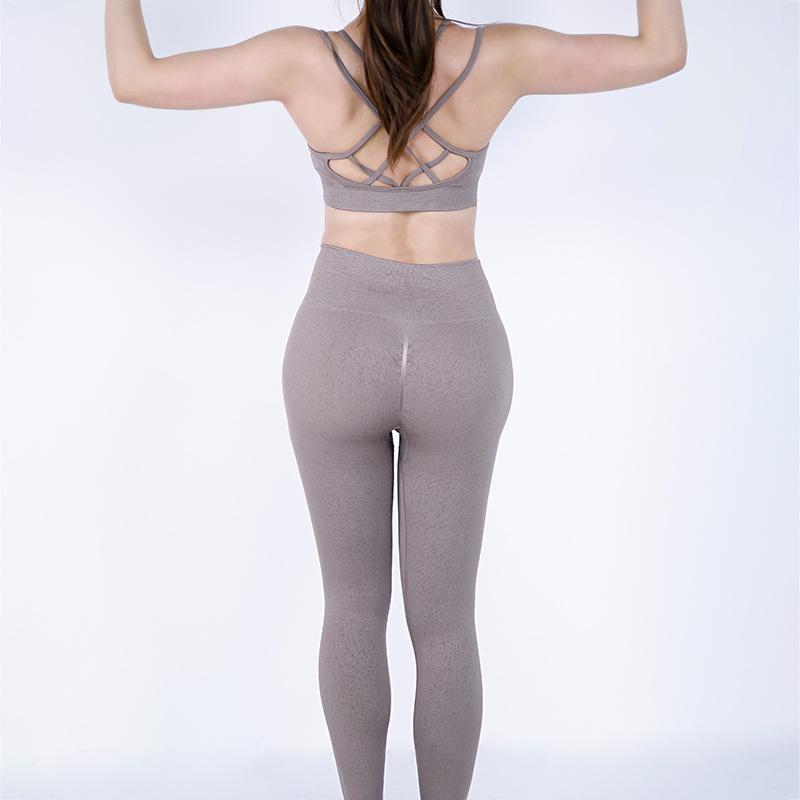 Women's Double Strap Yoga Set: Stylish Back Fitness Bra & High-Waist Lifting Pants