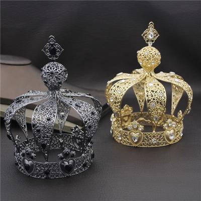 Diadème Royal Baroque Vintage Populaire Bal de Promo Fête Gâteau Mâle Bal Mariage Bijoux Cheveux Homme Couronne Ronde