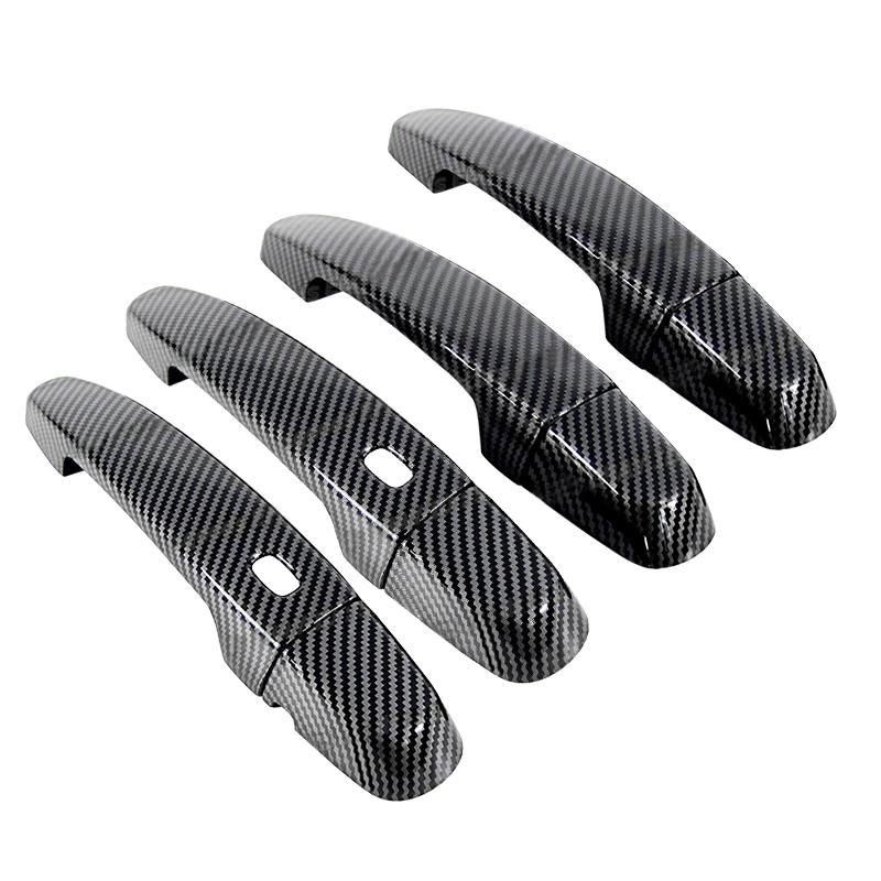 1 Set Door Handle Cover Trim 2 Holes Black Carbon Fiber Style Plastic Fit for Chevrolet Malibu Sedan 2016-2020 2021 2022 2023