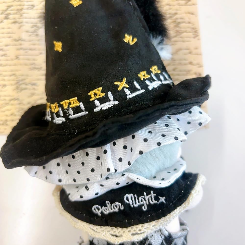 Wizard Plush Clothes [Hat, Tail, Overalls, and Collar Set] for 10cm Doll, Black, Plush Clothes, Kigurumi Accessories, Otaku Activities, Doll, Mascot,